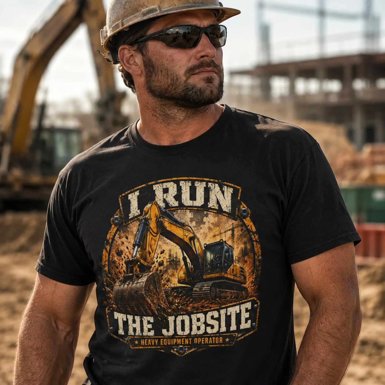 I Run The Jobsite T Shirt Heav - Heavy Equipment Operations 评论和价格