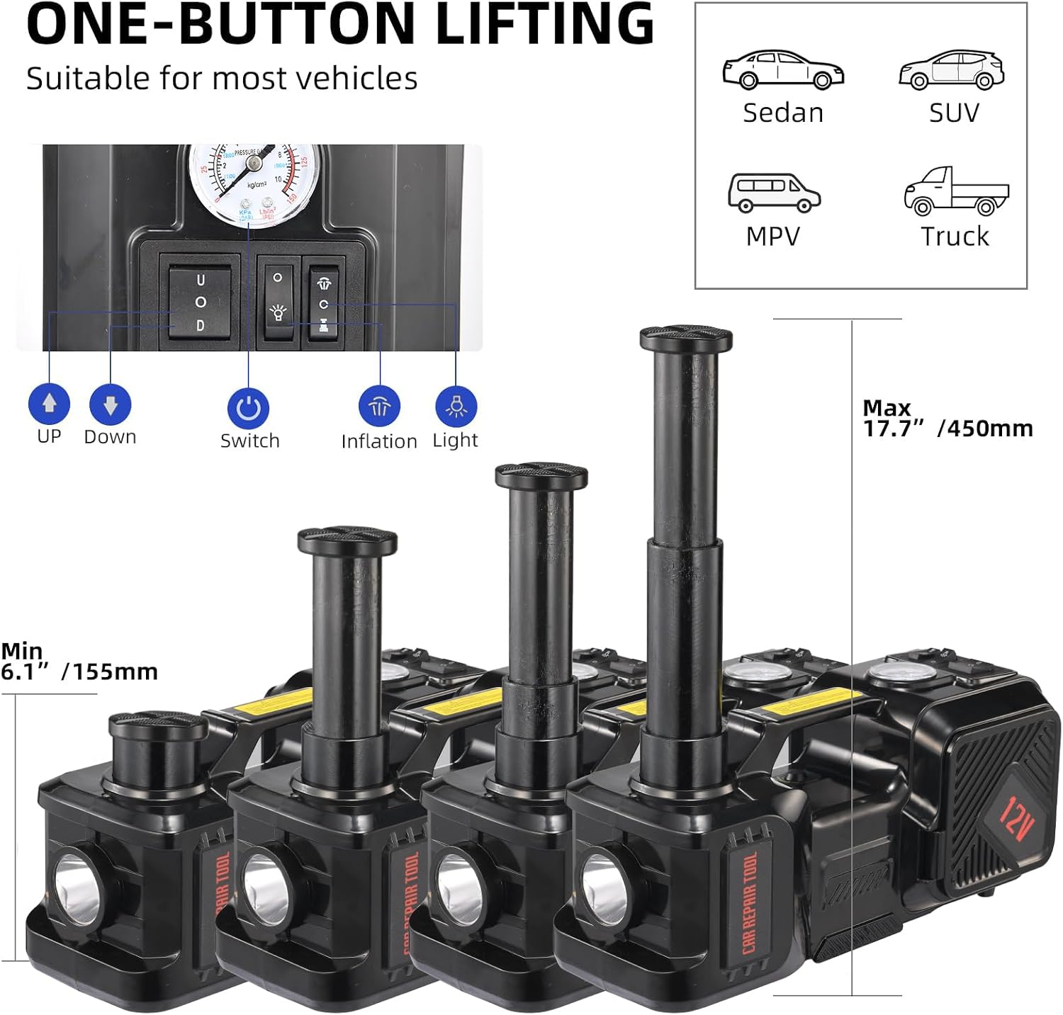 Electric Car Jack kit 5 Ton 12 - Hydraulic Floor Jack 评论和价格