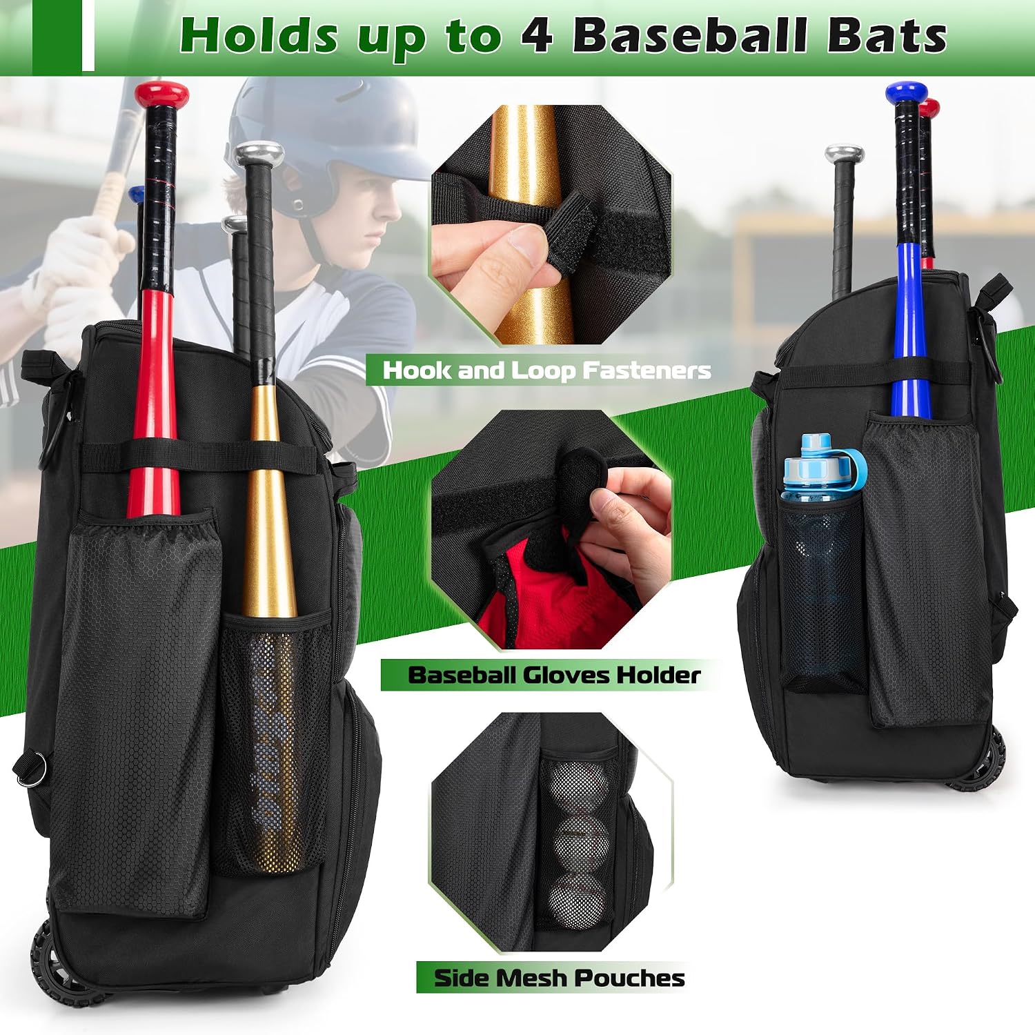 Rolling Baseball Backpack With - Heavy Equipment In 评论和价格